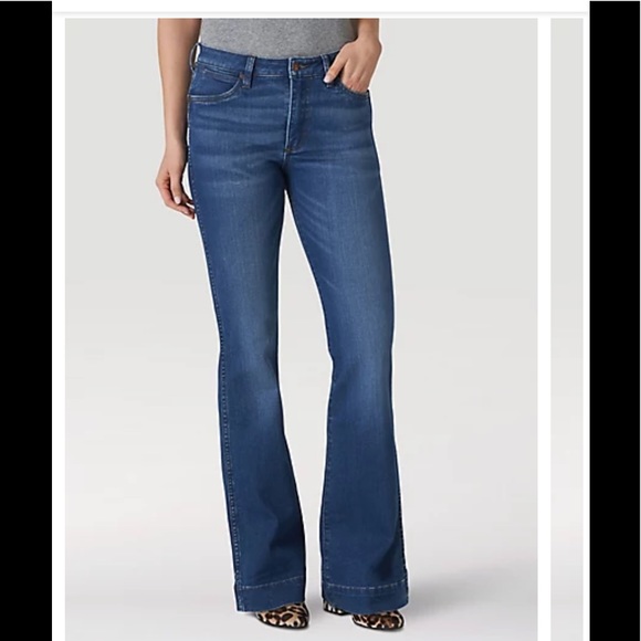 Wrangler Retro High Rise Trouser Flare Jeans 28/32 5 Pocket - Picture 5 of 14